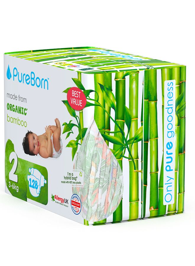 PureBorn Organic Diapers Size 2 Master Value Pack 128 Count Assorted  - Image 4