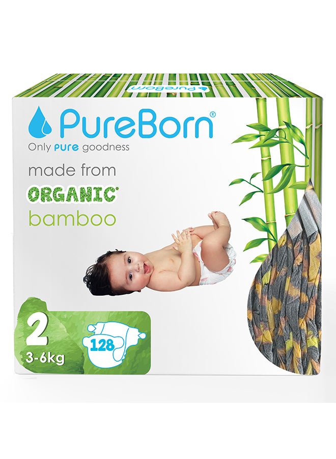 PureBorn Organic Diapers Size 2 Master Value Pack 128 Count Assorted - Image 1