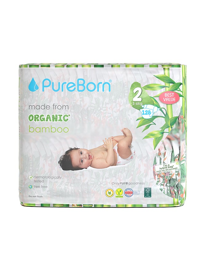 PureBorn Organic Diapers Size 2 Master Value Pack 128 Count Assorted - Image 2
