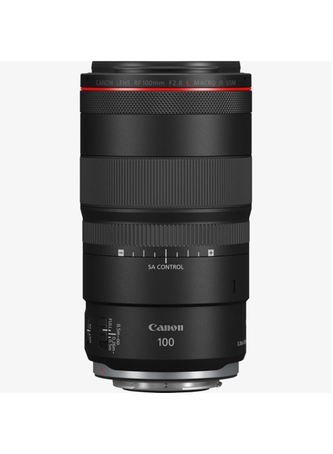 كانون عدسة تكبير أصلية لكاميرا RF، ببعد بؤري 100 مم وفتحة F2.8 مزودة بمحرك يعمل بالموجات فوق الصوتية وخاصية تثبيت الصورة أسود أسود - Image 1