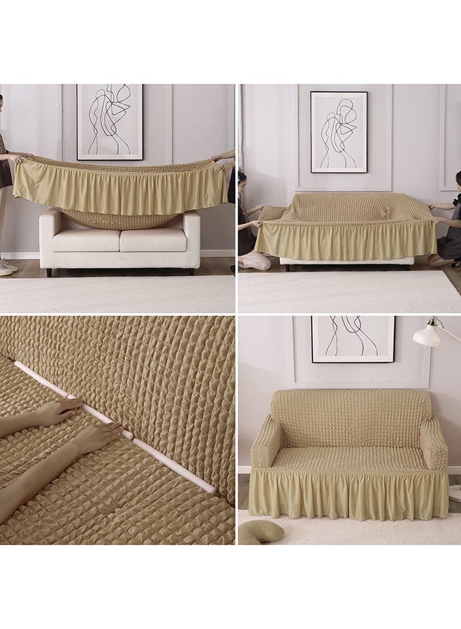 Fabienne 1-Seater Sofa Cover Bubble Type Pattern Sofa Slipcover Camel Beige 80x120cm  - Image 5