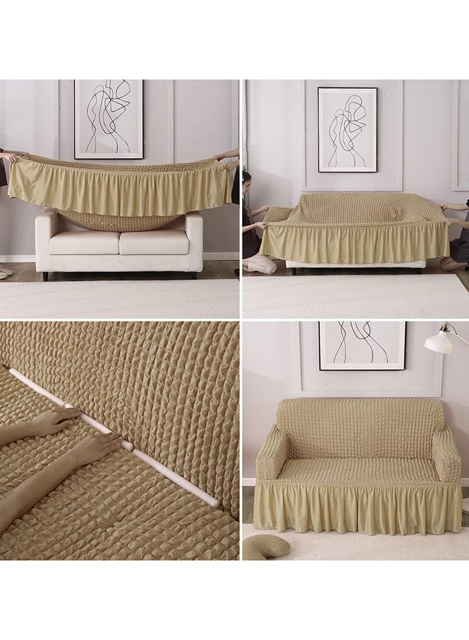Fabienne 2-Seater Sofa Cover Fits On Different Models Sofa Camel Beige  - Image 5