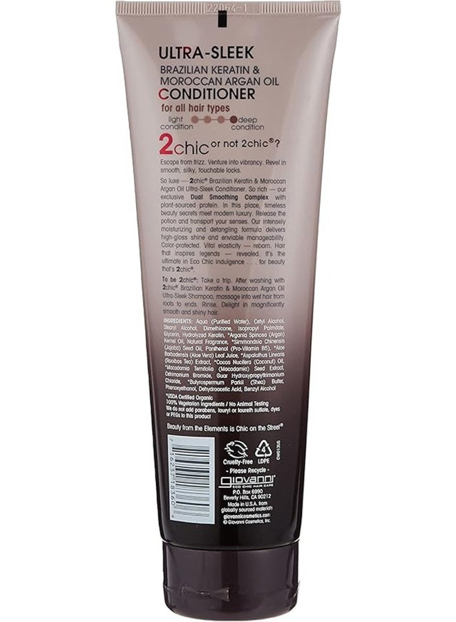 Giovanni - Giovanni 2Chic Ultra-Sleek Conditioner, Infused With Brazilian Keratin & Moroccan Argan Oil, Hair Care 250ml - Image 1