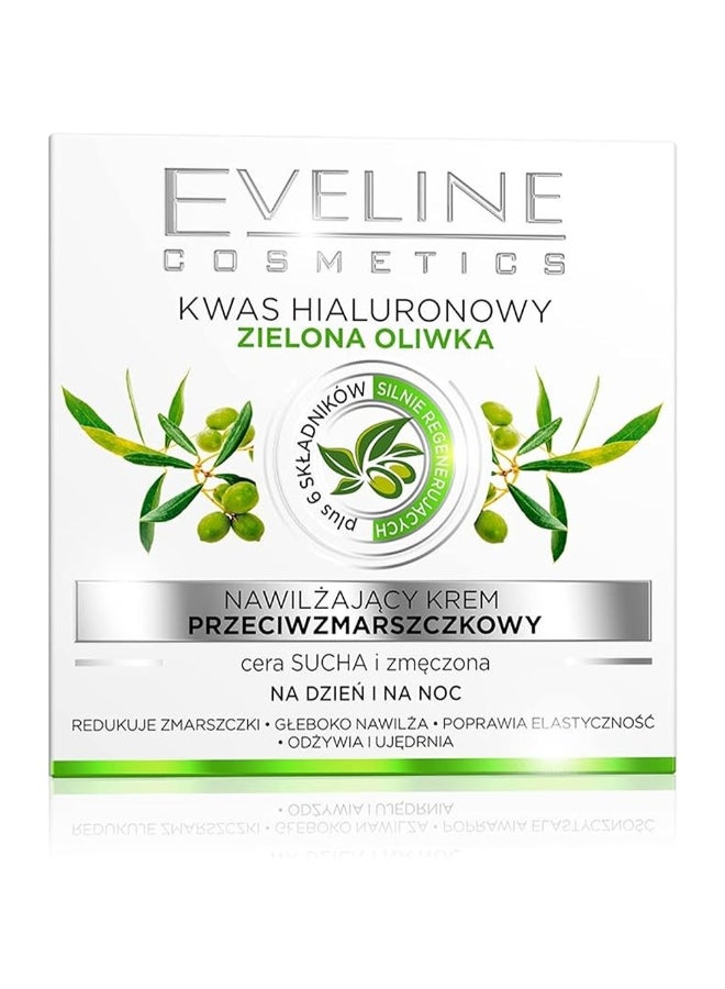 Eveline Eveline Cosmetics Hyaluronic Acid Anti-Wrinkle Moisturizing Cream With Green Olive For Dry And Tired Skin 50ml  - Image 2