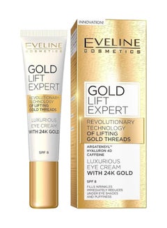 Eveline Eveline Cosmetics Gold Lift Expert Eye Cream With 24K Gold Spf 8, Anti-Aging Eye Treatment With Argatensyl And Hyaluron 4D 15ml  - Image 1
