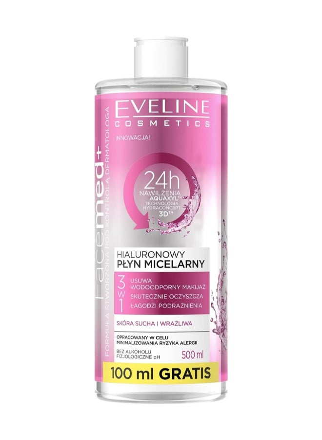 Eveline Eveline Cosmetics Hyaluronic Micellar Water, Effectively Purifies And Soothes, 500Ml 500ml 