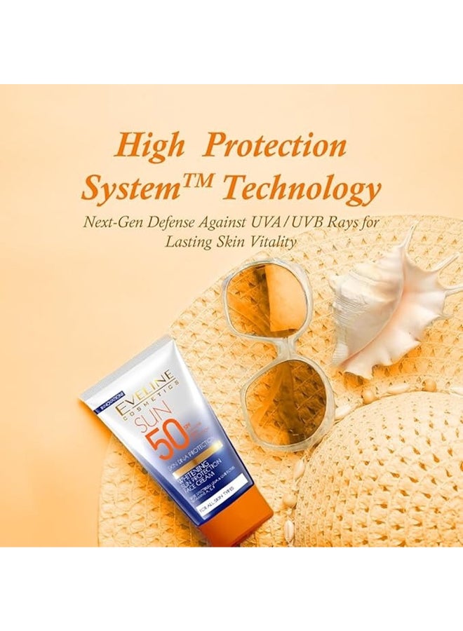 Eveline - Eveline Cosmetics Whitening Sun Protection Face Cream, With Spf 50 & Skin Dna Protection 50ml - Image 1