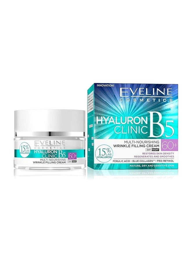 Eveline Eveline Cosmetics Hyaluron Clinic B5 Wrinkle Filling Cream, Infused With Ferulic Acid, Restores Skin Density, 50Ml 50ml  - Image 1