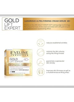 Eveline Eveline Cosmetics Gold Lift Expert Anti-Wrinkle Cream, Infused With 24 Carat Gold, Firming Serum 50ml  - Image 2