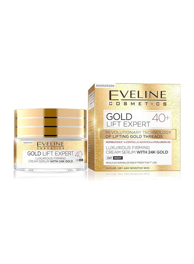 Eveline Eveline Cosmetics Gold Lift Expert Anti-Wrinkle Cream, Infused With 24 Carat Gold, Firming Serum 50ml  - Image 1