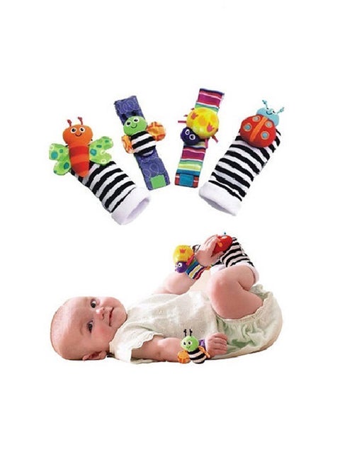 Top-Quality Material 4-Piece Infant Socks And Wrist Rattles Toy Set For Kids