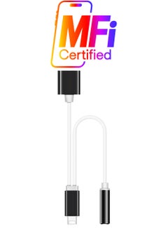 2-In-1 Audio Adapter Lightning Cable For Apple iPhone Black/White