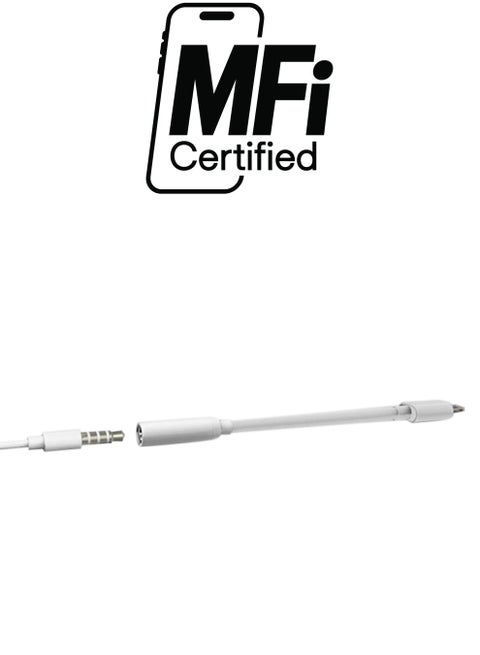 3.5mm AUX Extender Lightning Connector Cable For iPhone White