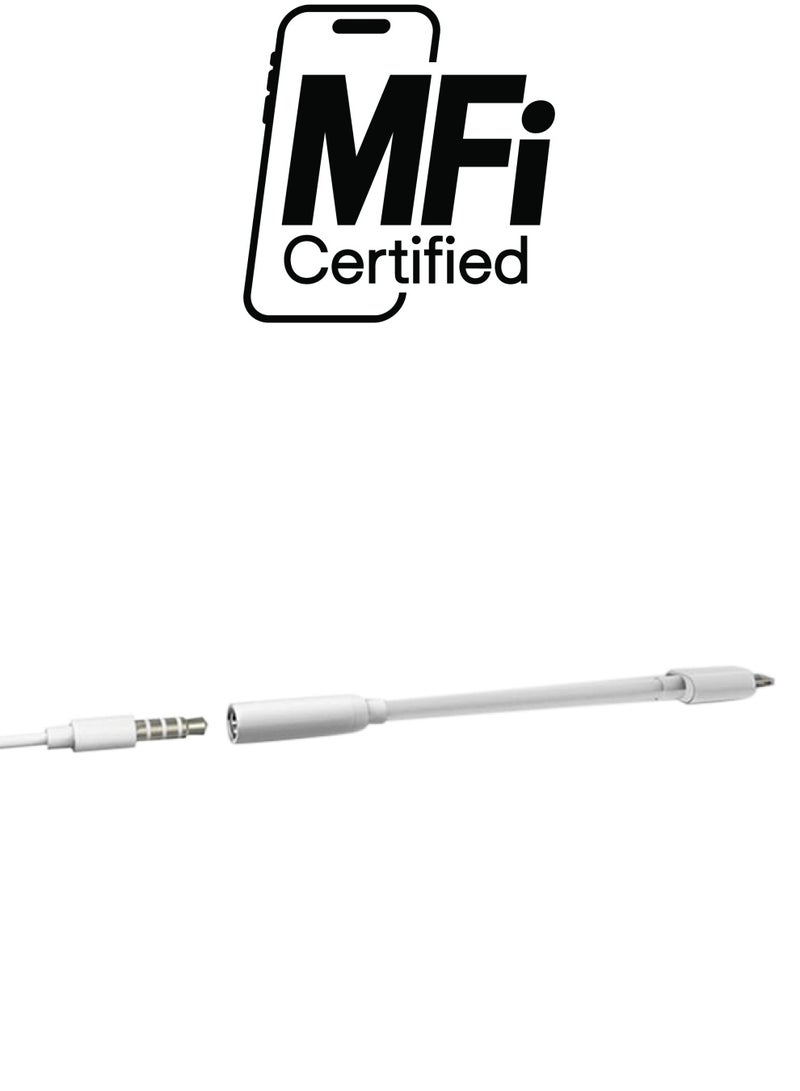 3.5mm AUX Extender Lightning Connector Cable For iPhone White - Image 1