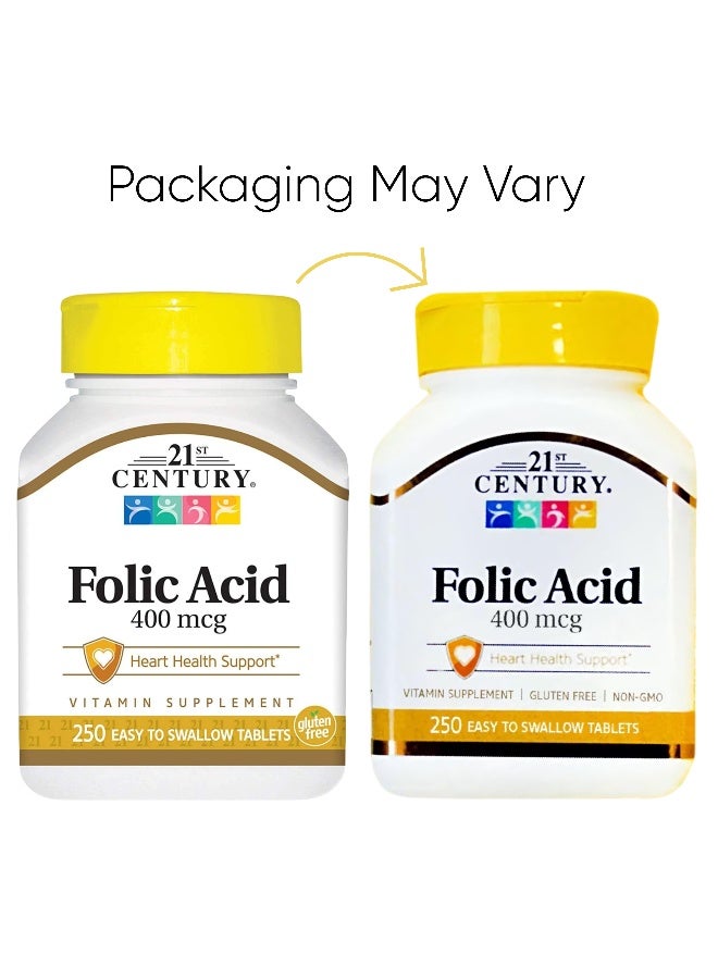 21st CENTURY Folic Acid 400 Mcg 250 Easy To Swallow Tablets Packaging May Vary  - Image 2