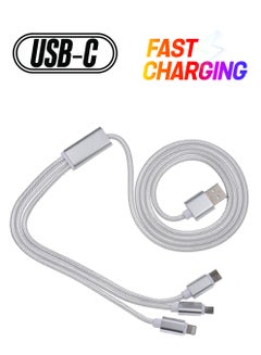 USB 2.0 To Micro USB, Type C, Lightning Charging Cable Sync Data Line Cord White