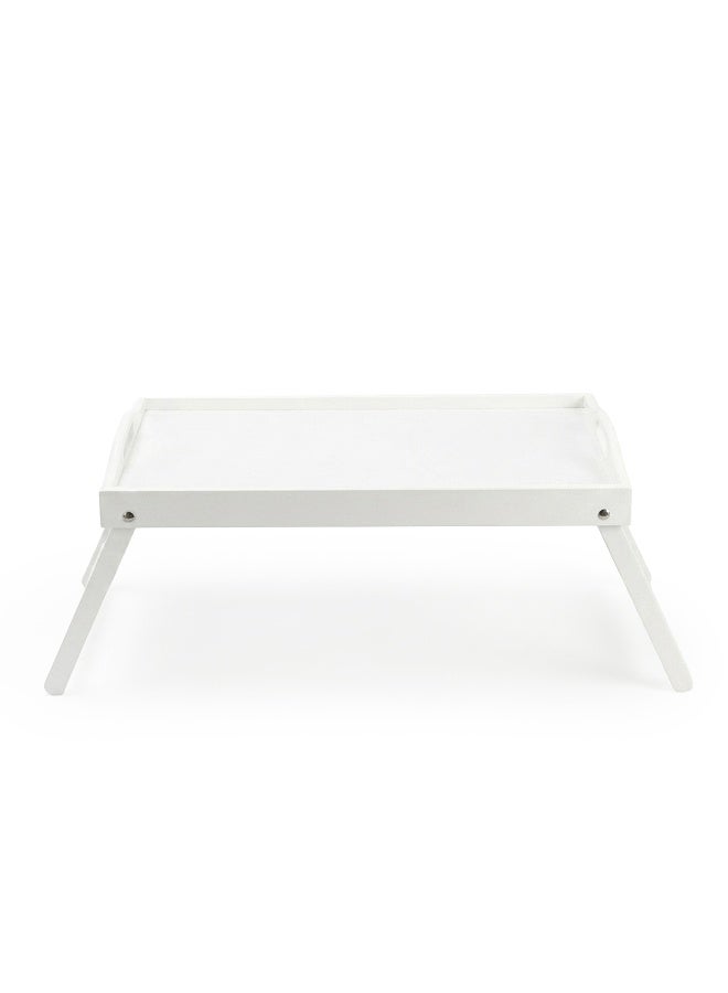 Cuisine Art 2-in-1 Foldable Bamboo Bed Tray Table – 30x50cm Portable Laptop Desk & Serving Tray with Handles – Dual-Purpose Breakfast in Bed Stand – Space-Saving Sustainable Wood Design White 55x36x31 cm - Image 2