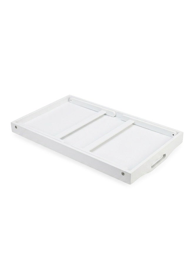 Cuisine Art 2-in-1 Foldable Bamboo Bed Tray Table – 30x50cm Portable Laptop Desk & Serving Tray with Handles – Dual-Purpose Breakfast in Bed Stand – Space-Saving Sustainable Wood Design White 55x36x31 cm - Image 5