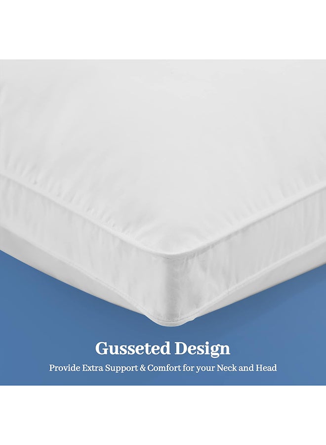 Hours - Princess Hotel Pillow Pack Of 2 Microfiber 1Cm Stripe Pillow, 1000Grms, Queen Cotton White 75x50x12cm - Image 1