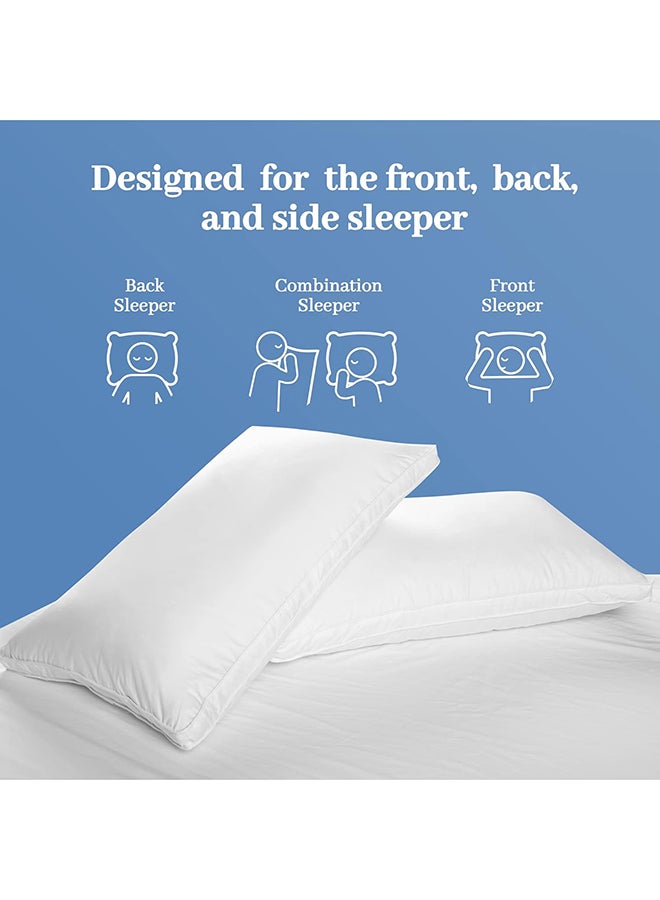 Hours - Princess Hotel Pillow Pack Of 2 Microfiber 1Cm Stripe Pillow, 1000Grms, Queen Cotton White 75x50x12cm - Image 1