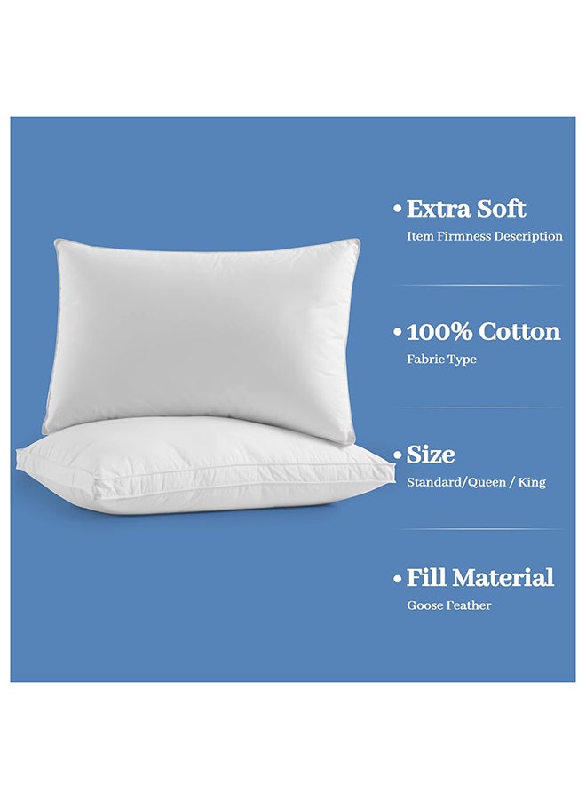 Hours - Princess Hotel Pillow Pack Of 2 Microfiber 1Cm Stripe Pillow, 1000Grms, Queen Cotton White 75x50x12cm - Image 1