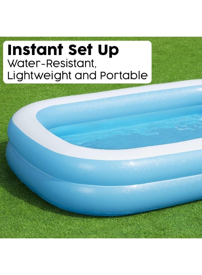 Bestway 54006-BNFX16XX02 Rectangular Inflatable Family Pool - 103 inch, Blue, White 262x175x51cm  - Image 4