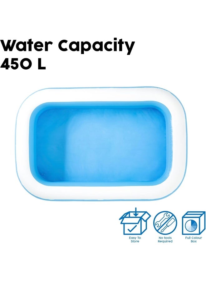 54006-BNFX16XX02 Rectangular Inflatable Family Pool - 103 inch, Blue, White 262x175x51cm