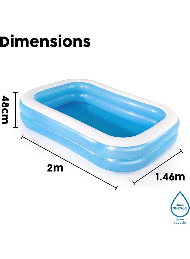 54006-BNFX16XX02 Rectangular Inflatable Family Pool - 103 inch, Blue, White 262x175x51cm