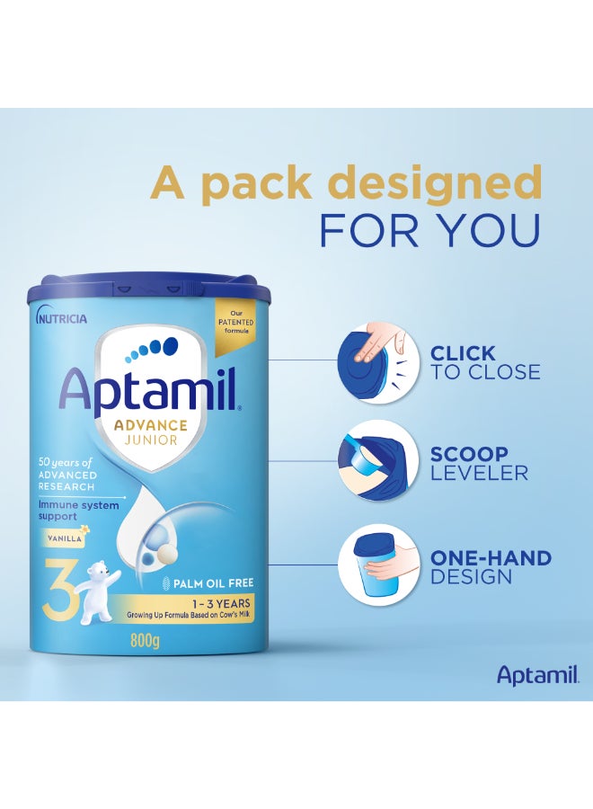 Aptamil - Advance Junior 3 Milk Formula Palm Oil Free 1-3 Years 800grams - Image 1