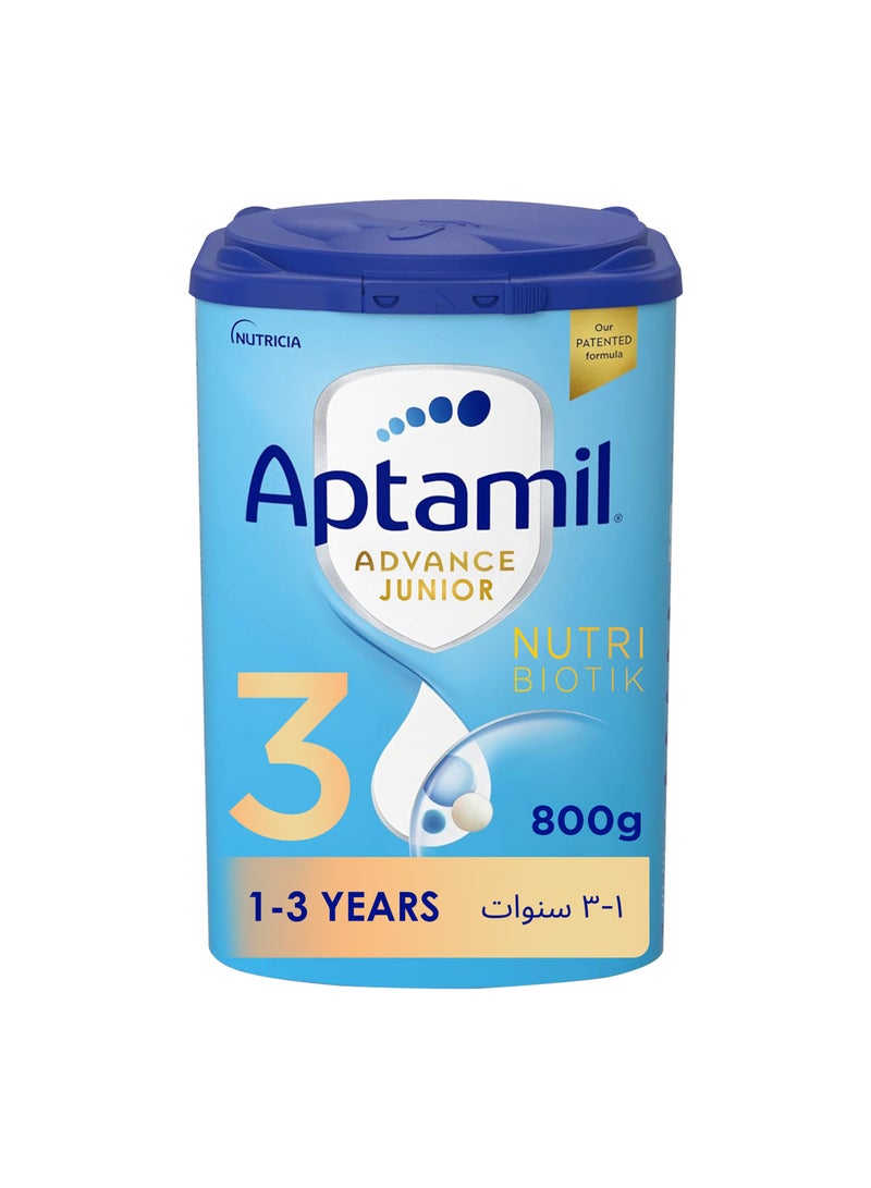 Aptamil Advance Junior 3 Growing Up Formula Milk From 1-3 Years, Easy To Use Pack 800grams - Image 1