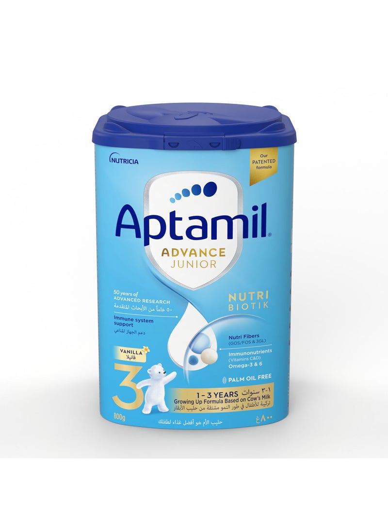 Aptamil Advance Junior 3 Growing Up Formula Milk From 1-3 Years, Easy To Use Pack 800grams - Image 2
