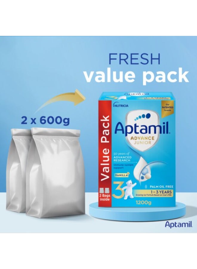 Aptamil - Advance Junior 3 Milk Formula Palm Oil Free 1-3 Years 1200grams - Image 1
