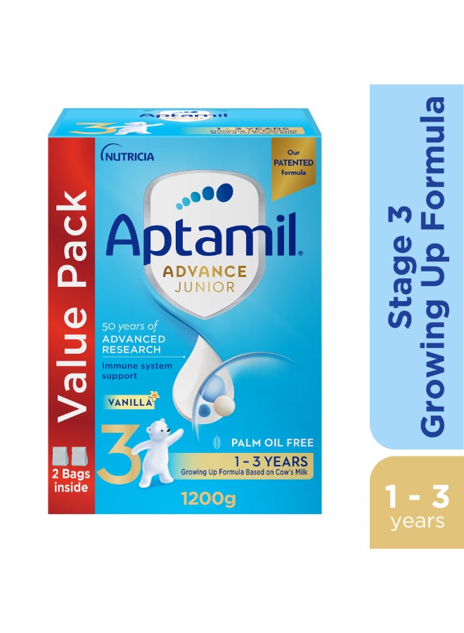 Aptamil - Advance Junior 3 Milk Formula Palm Oil Free 1-3 Years 1200grams - Image 1