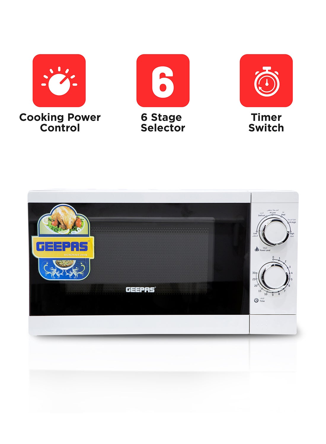 Microwaves Oven 20L, Re-Heating and Fast Defrosting | Adjustable Temperature & Timer Function 20 L 1200 W GMO1894-20LN White 