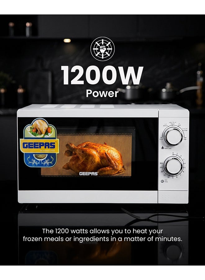 جيباس فرن ميكروويف سعة 20 لتر، بوظيفة إعادة التسخين وفك التجميد السريع | وبحرارة قابلة للتعديل وبوظيفة المؤقت 20 L 1200 W GMO1894-20LN أبيض - Image 5