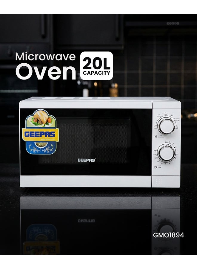 جيباس فرن ميكروويف سعة 20 لتر، بوظيفة إعادة التسخين وفك التجميد السريع | وبحرارة قابلة للتعديل وبوظيفة المؤقت 20 L 1200 W GMO1894-20LN أبيض - Image 2