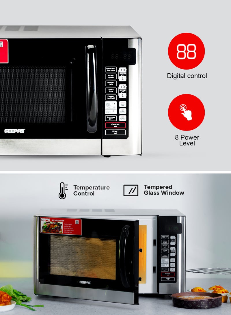 جيباس فرن ميكروويف رقمي، 8 مستويات طاقة مع شاشة رقمية، طهي بلمسة واحدة مع تحكم رقمي| باب بمقبض سحب، سهل التشغيل، ضمان لمدة عامين - Image 4