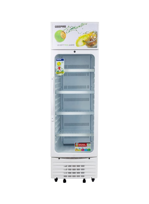 Upright Showcase Refrigerator 300L CFC free | Adjustable Thermostat, Bottle Cooler with LED Lighting, Ideal for Drinks Fridge, Low Noise design Low Energy ,Compressor Fan 300 L GSC6548 White