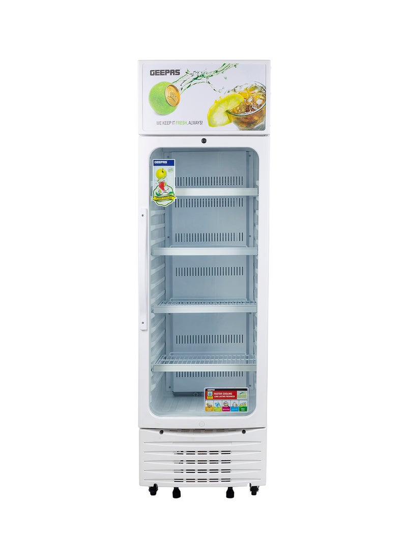 Upright Showcase Refrigerator 300L CFC free | Adjustable Thermostat, Bottle Cooler with LED Lighting, Ideal for Drinks Fridge, Low Noise design Low Energy ,Compressor Fan 300 L GSC6548 White
