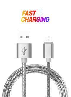 Double Sided Micro USB To USB 2.0 Charging And Sync Data Cable Silver