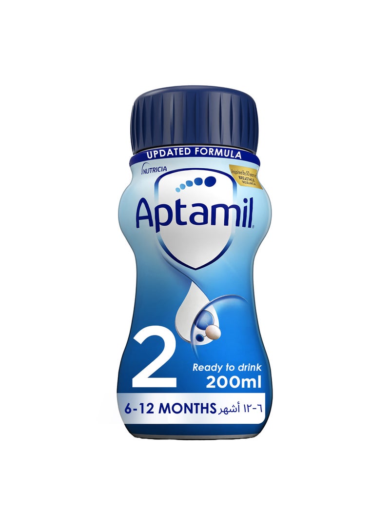 Aptamil Advance 2 Follow-On Formula Milk From 6-12 Months, Ready to Drink Liquid Formula 200ml - Image 1