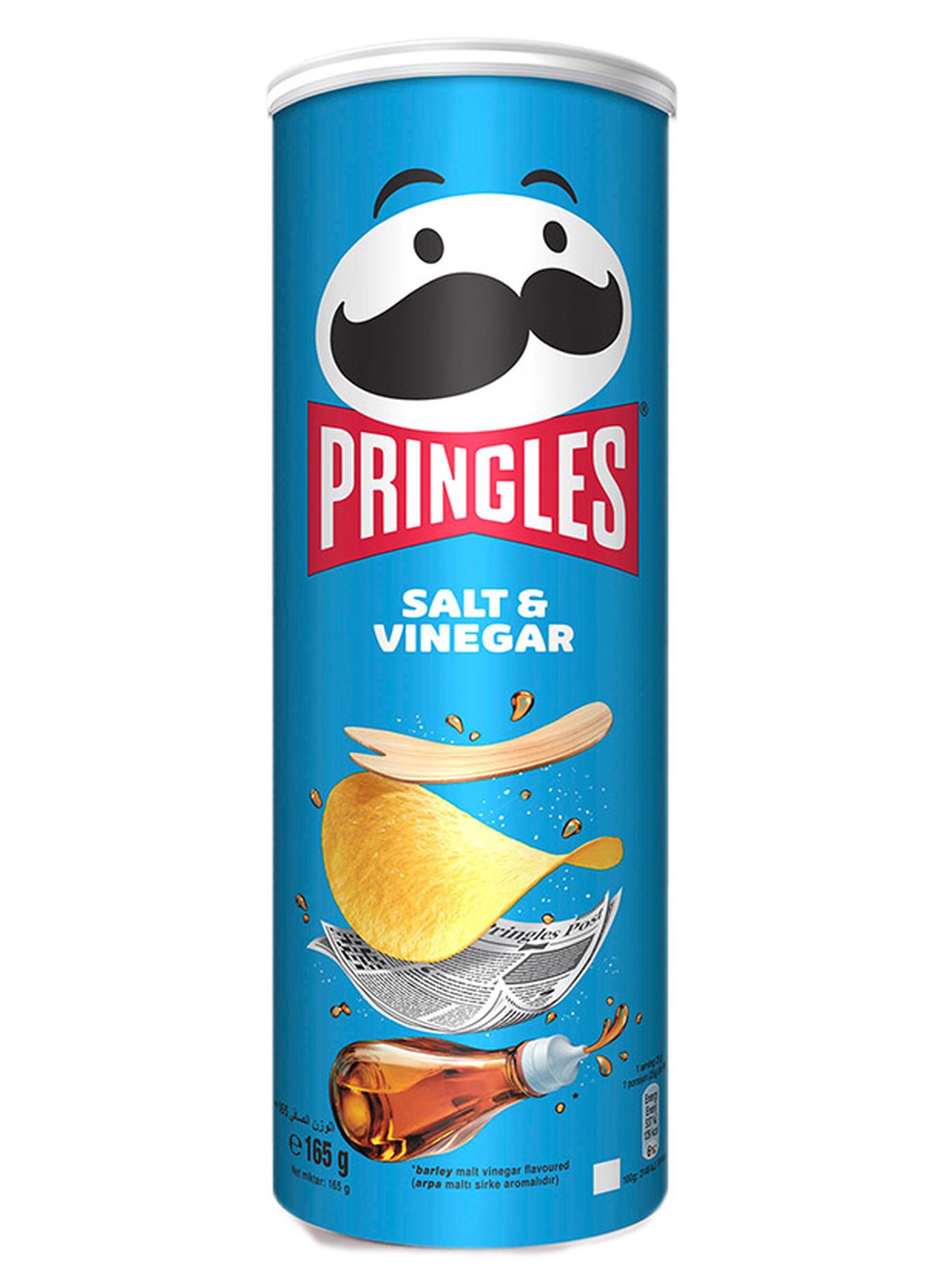 Pringles Salt and Vinegar Flavored Chips 165g Suitable for Vegetarians Snacks