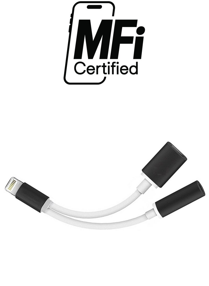 كابل شحن لاييتيننغ USB 2 في 1 أبيض