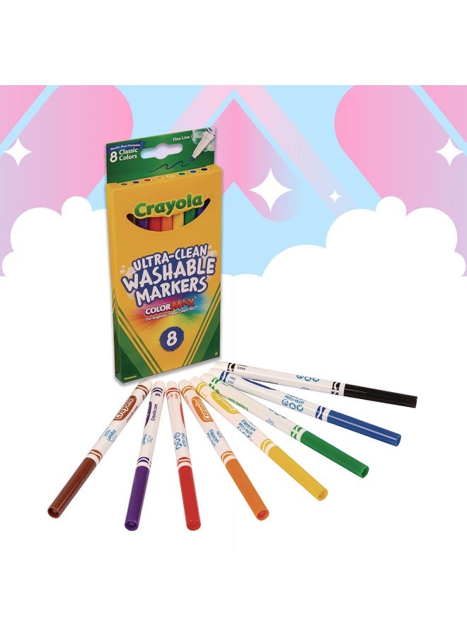 Crayola 8-Piece Ultra-Clean Classic Fine Line Washable Marker Color Max Markers - Image 3