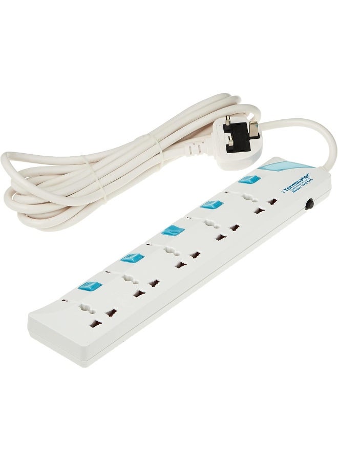 Terminator - 5-Way Extension Socket White 5meter - Image 1