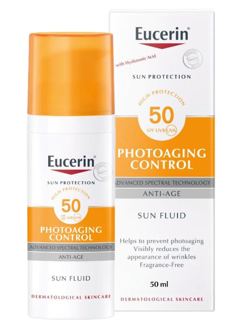 Eucerin Face Sunscreen Photoaging Control Anti-Age Sun Fluid Suitable As Make-Up Base Orange 50ml Orange 50ml - Image 1