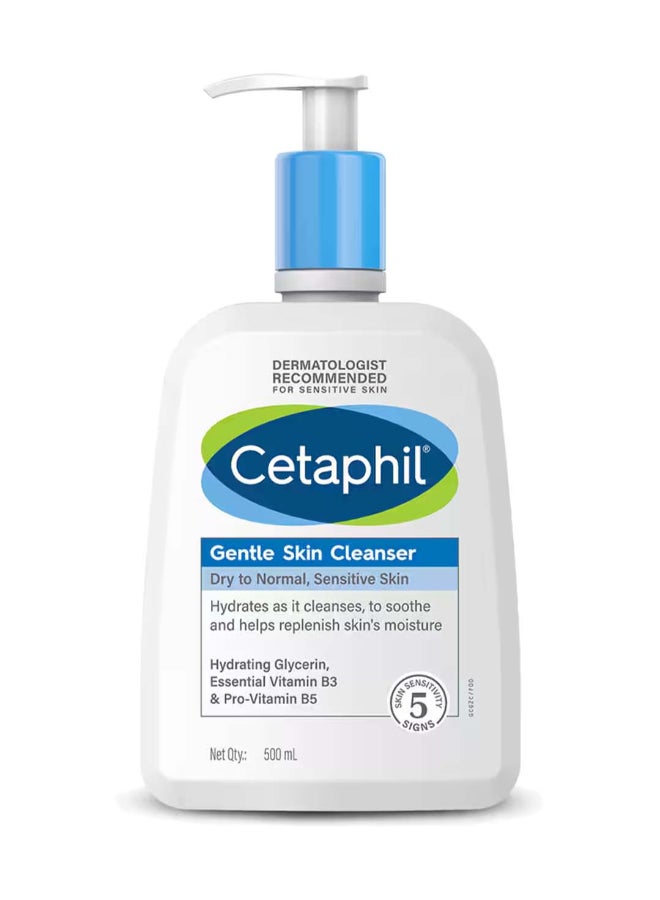 Cetaphil - Gentle Skin Cleanser, Face And Body Wash For Men And Women, Dry To Normal And Sensitive Skin, Unscented 500ml - Image 1