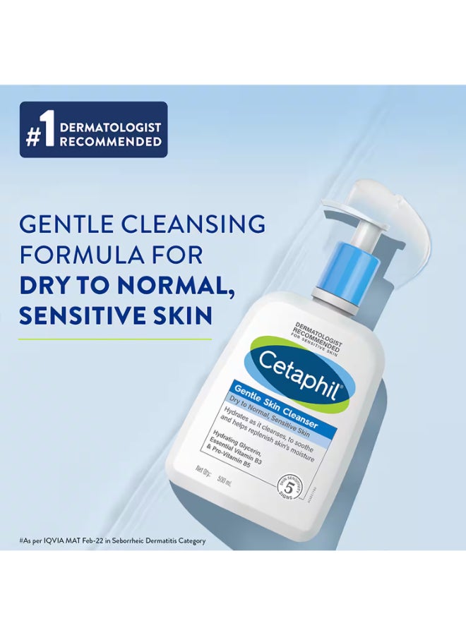 Cetaphil - Gentle Skin Cleanser, Face And Body Wash For Men And Women, Dry To Normal And Sensitive Skin, Unscented 500ml - Image 1