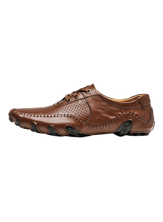 On The Go Driving Casual Lace Up Shoes Brown  - Image 2