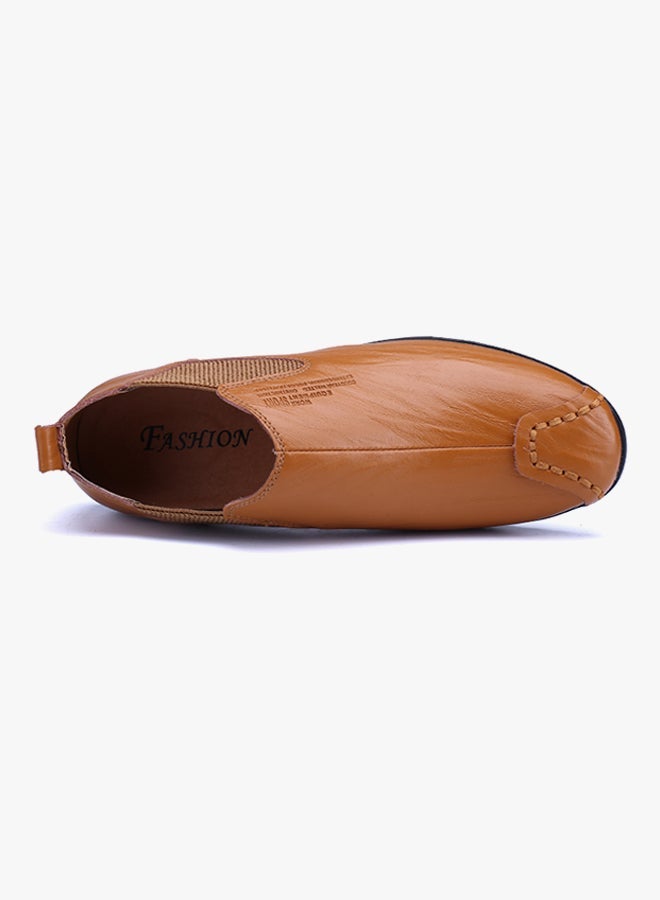 Leather Pull On Moccasins Light Brown - Image 1